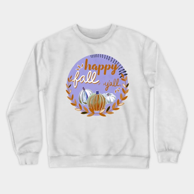 Happy Fall, Y’all - Lavender & Orange - Transparent Crewneck Sweatshirt by monitdesign